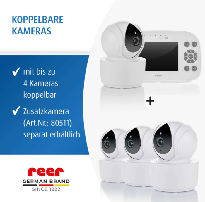 Preview: Integrierte Temperaturanzeige auf dem Monitor der Reer BabyCam XL Move zur Überwachung des optimalen Raumklimas im Babyzimmer.
